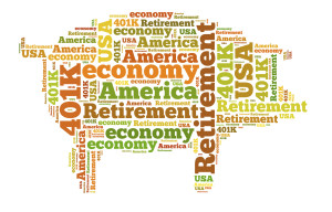 American retirement plan concept with word cloud